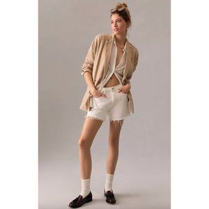 NWT AGOLDE Parker Long Shorts Loose Fit White Denim Size 25 in Panna Cotta